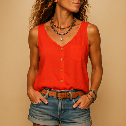 Ärmelloses Damen Top V-Ausschnitt | Sommermode 6
