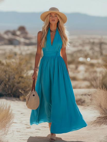 Ärmelloses Kleid | Elegante Kleider Damen Baumwoll-Leinen-Mischung 2