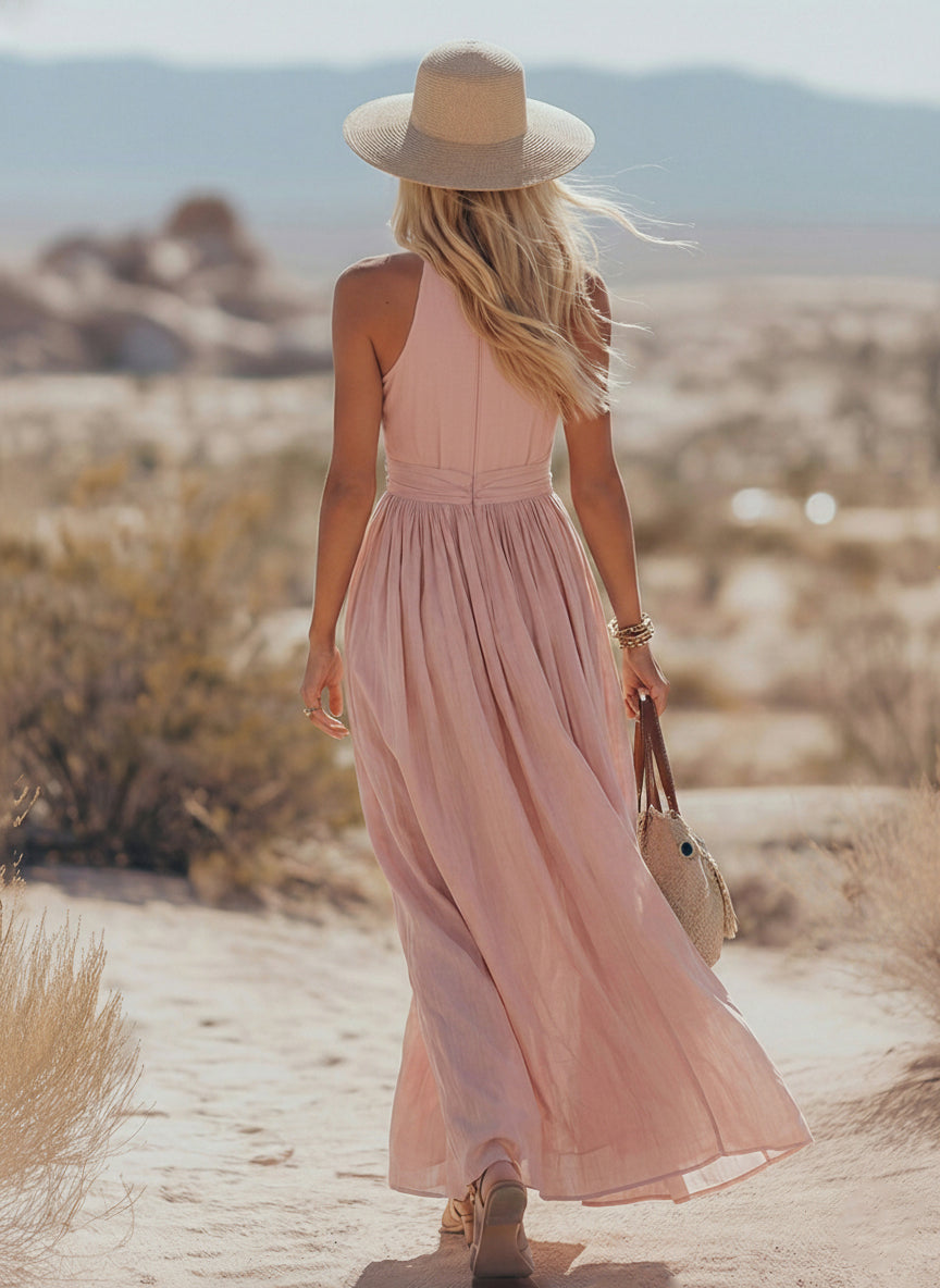 Ärmelloses Kleid | Elegante Kleider Damen Baumwoll-Leinen-Mischung 5