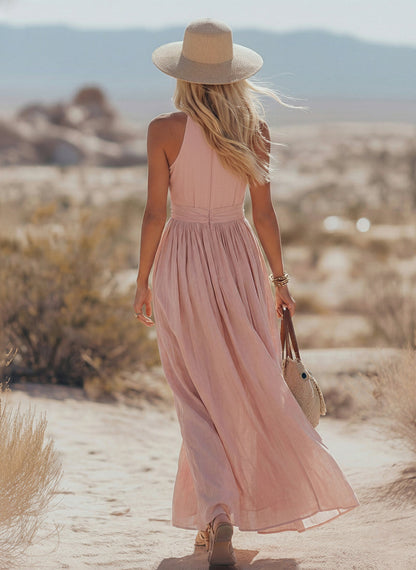 Ärmelloses Kleid | Elegante Kleider Damen Baumwoll-Leinen-Mischung 5