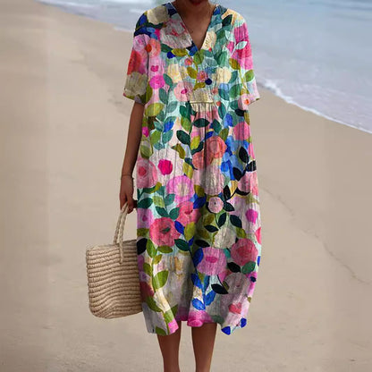 Buntes Sommerkleid mit Blumenmuster | Kleider Damen 0