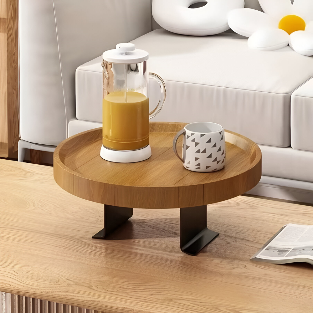 Clip-On Sofatisch Rund | Platzsparende Ablage für Snacks 1