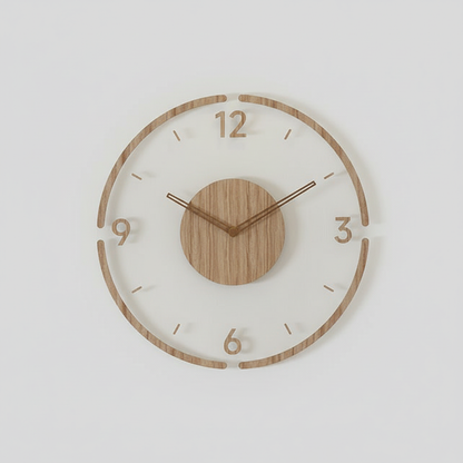Clocky | Wanduhr Holz 35 cm Lautlos Skandinavisches Design