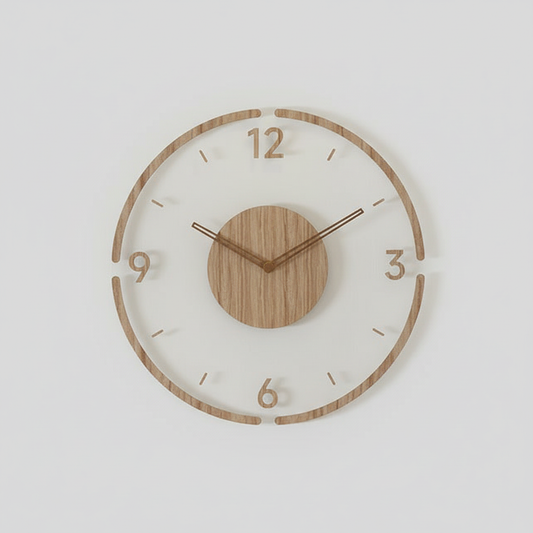 Clocky | Wanduhr Holz 35 cm Lautlos Skandinavisches Design