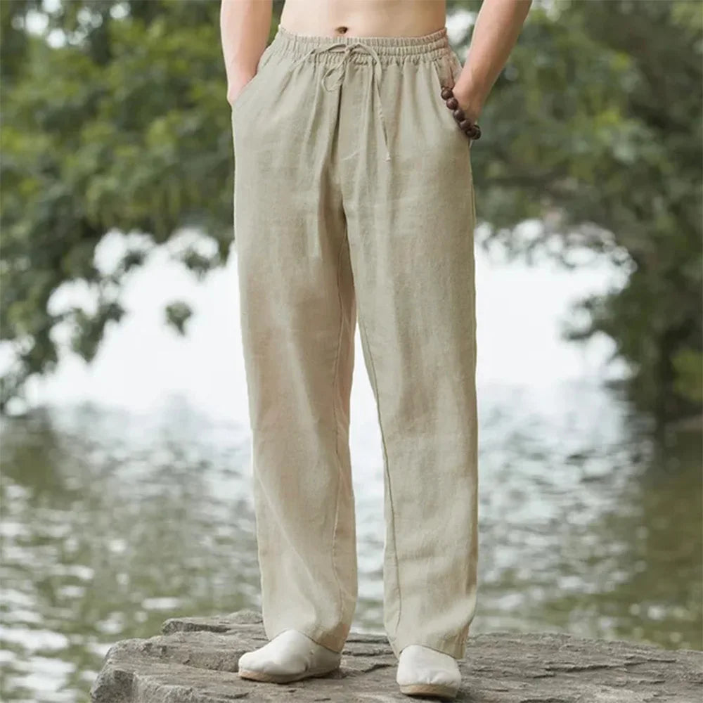 CoastEase | Herren-Leinen Strandhose mit Kordelzug 0