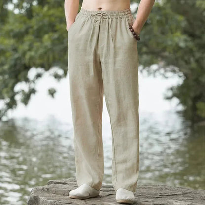 CoastEase | Herren-Leinen Strandhose mit Kordelzug 0