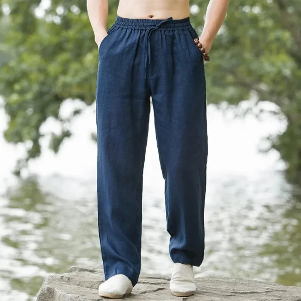 CoastEase | Herren-Leinen Strandhose mit Kordelzug 3