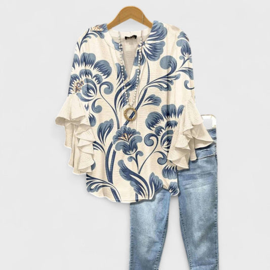 Elegante Damenbluse mit Volantärmeln | Blusen für Damen 0