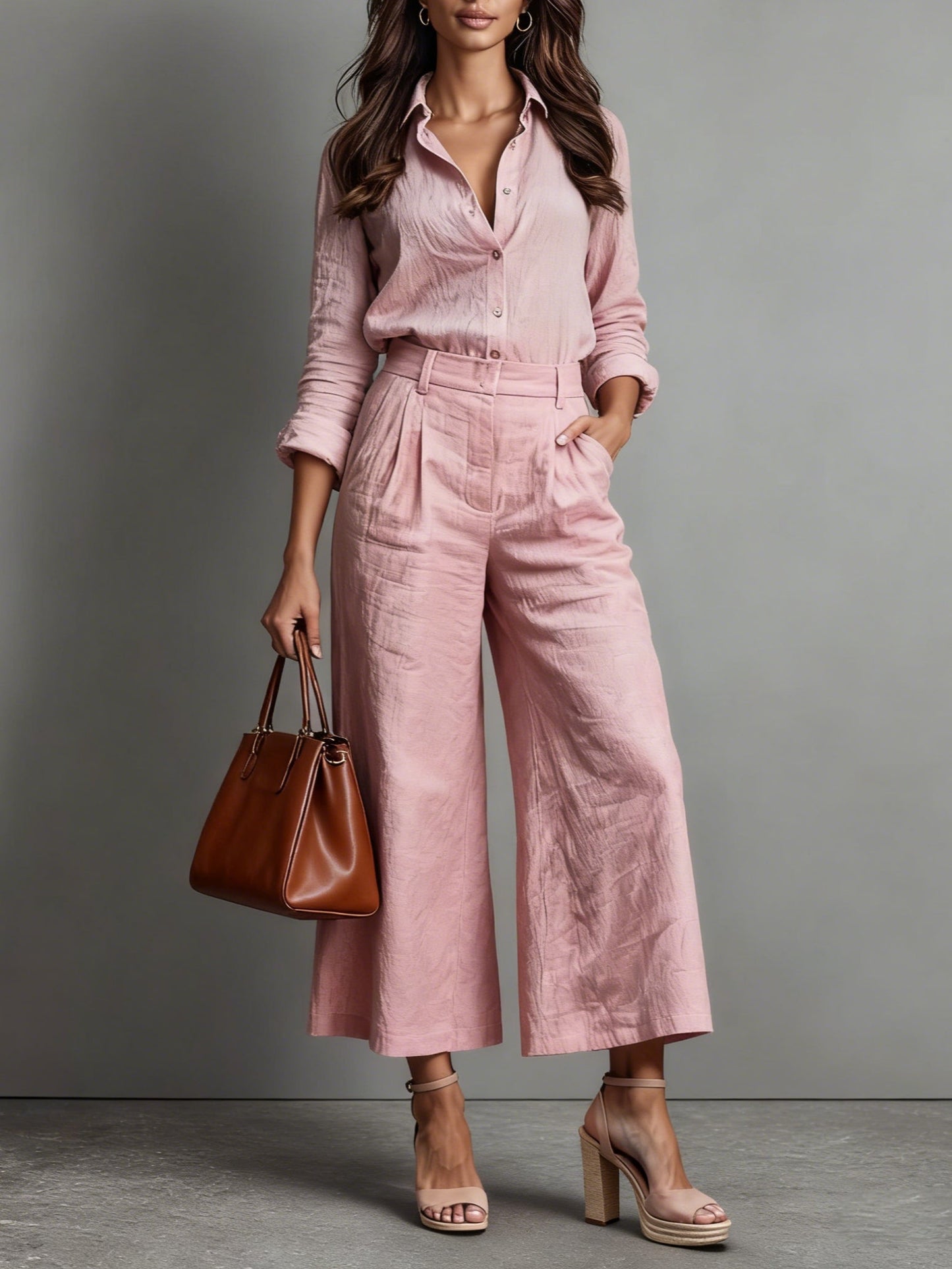 Elegantes Damen Zweiteiler Set | Hosenanzug Rosa 0