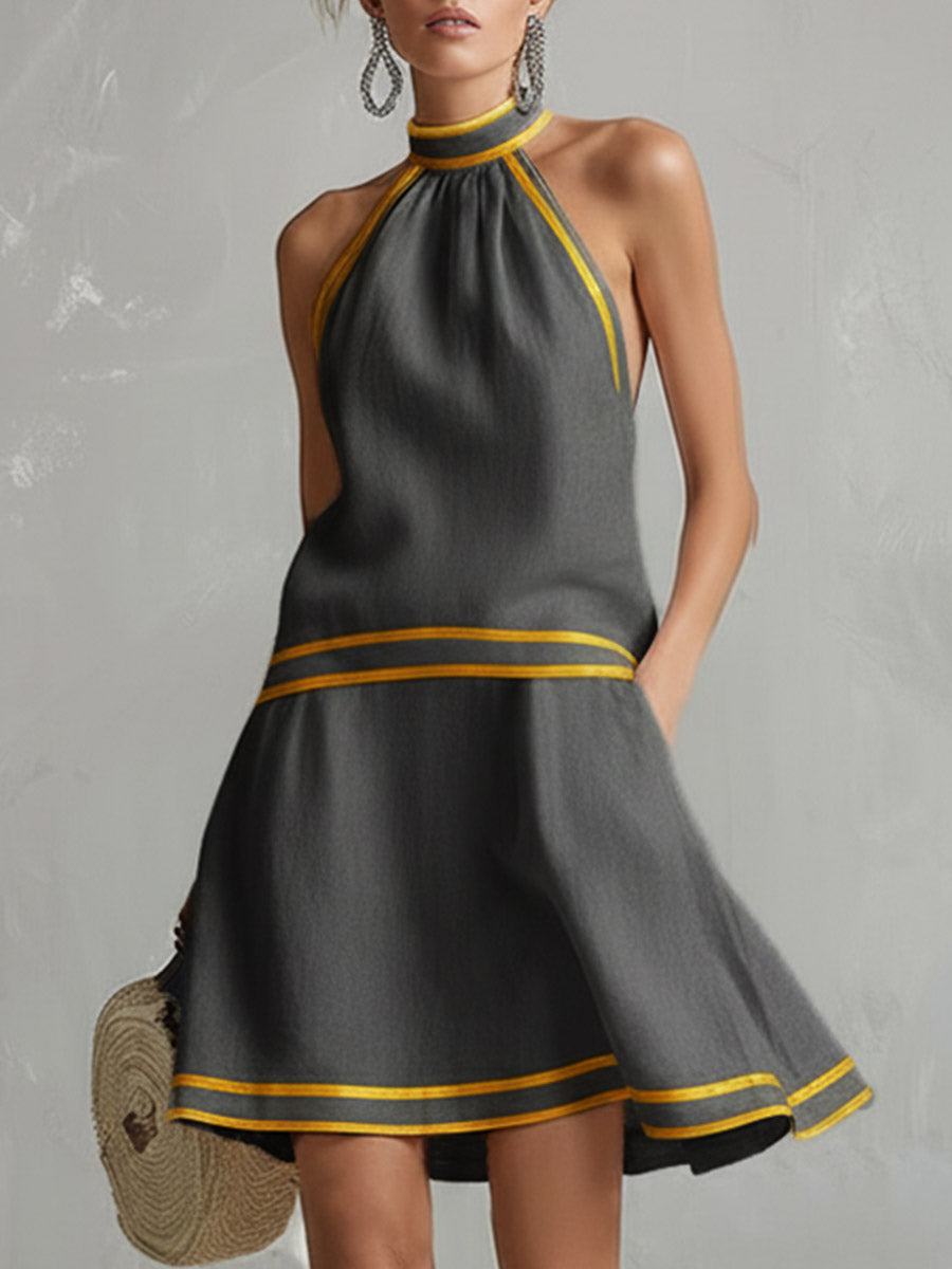 Elegantes Neckholder-Minikleid Orange | Damen Kleider 1