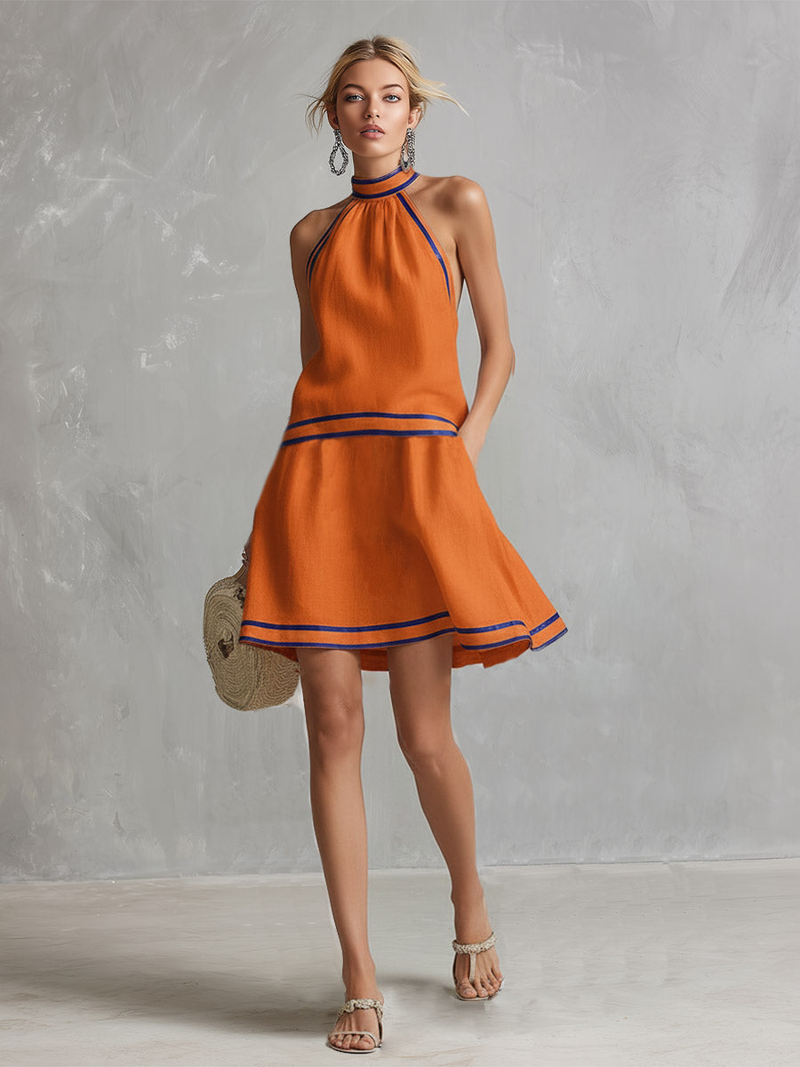 Elegantes Neckholder-Minikleid Orange | Damen Kleider 4