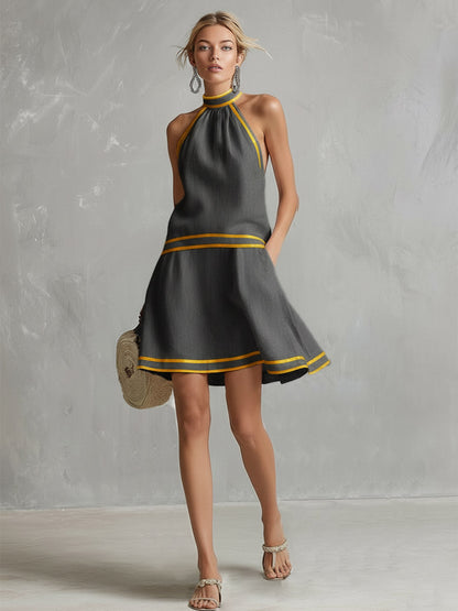 Elegantes Neckholder-Minikleid Orange | Damen Kleider 8