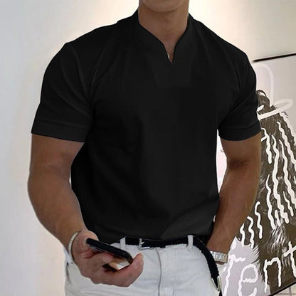 Herren Slim Fit T-Shirt V-Ausschnitt | Sportliches Oberteil 0