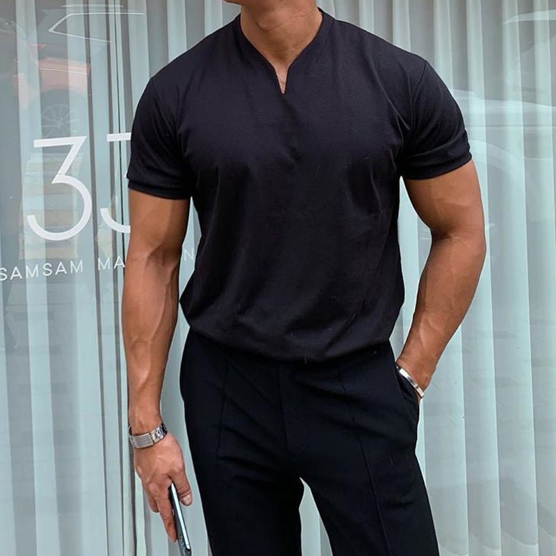 Herren Slim Fit T-Shirt V-Ausschnitt | Sportliches Oberteil 1