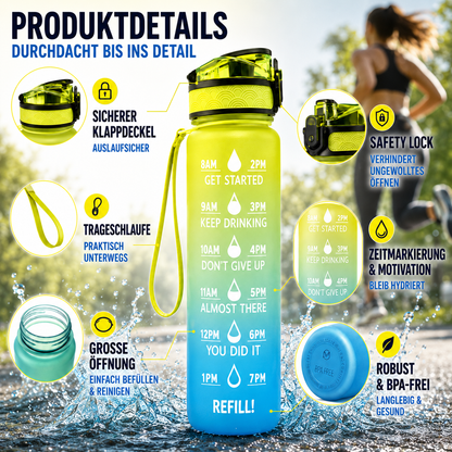 Motivations-Trinkflasche | Innovative Sport Trinkflasche 1000 ml 3