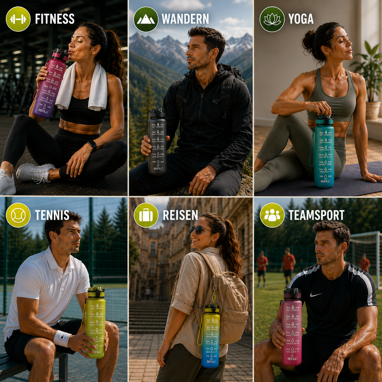 Motivations-Trinkflasche | Innovative Sport Trinkflasche 1000 ml 5