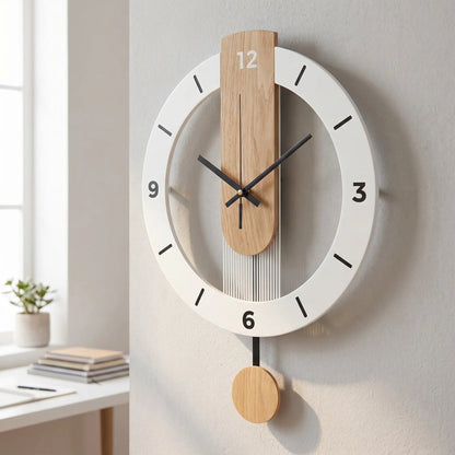 Pendulix | Moderne Pendelwanduhr mit Holzstruktur 0