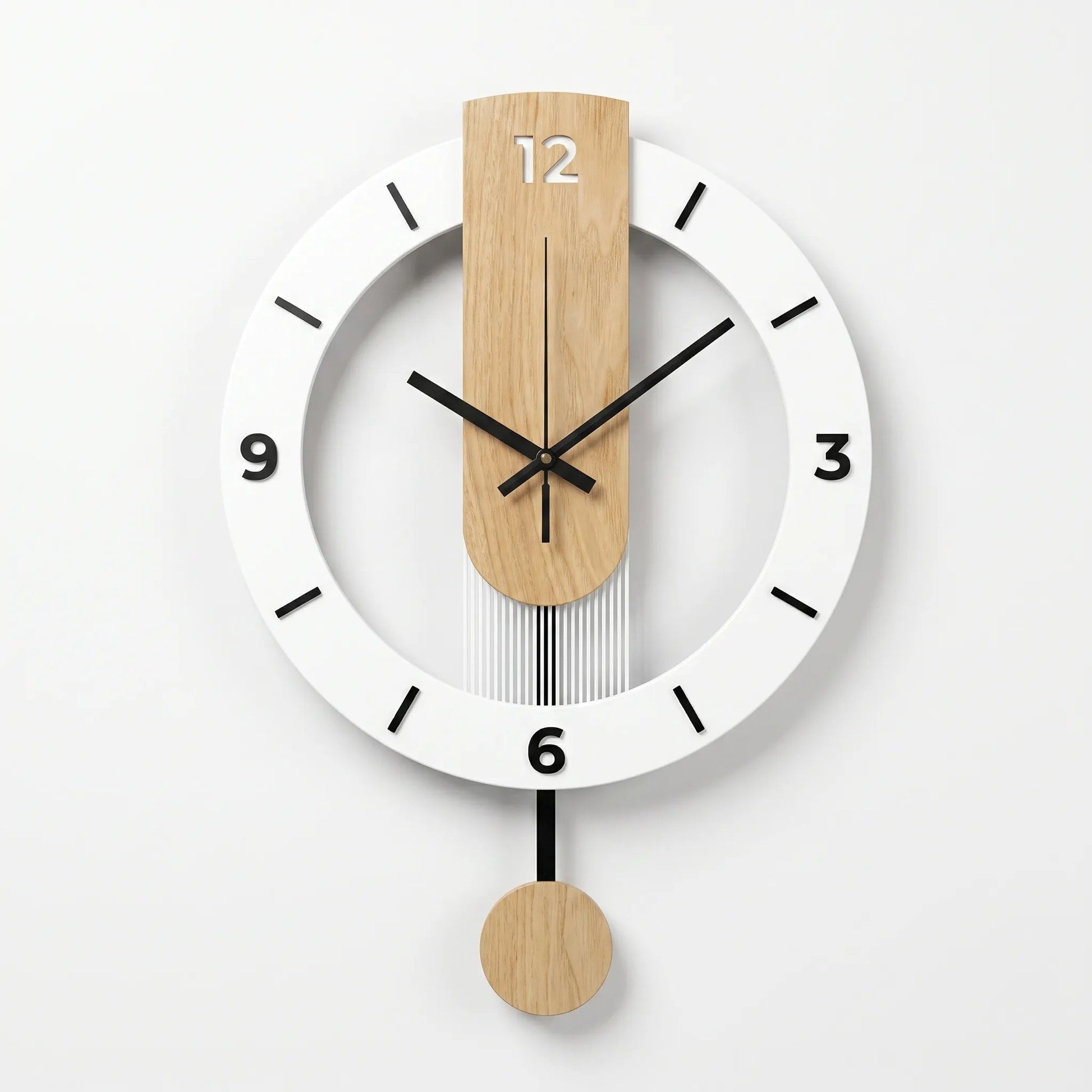 Pendulix | Moderne Pendelwanduhr mit Holzstruktur 1