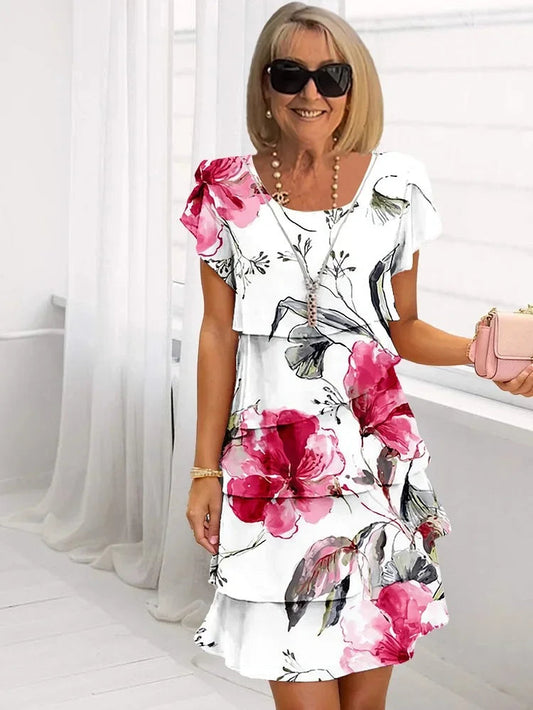 Rüschendes Floral Faltenkleid | Damenmode 0