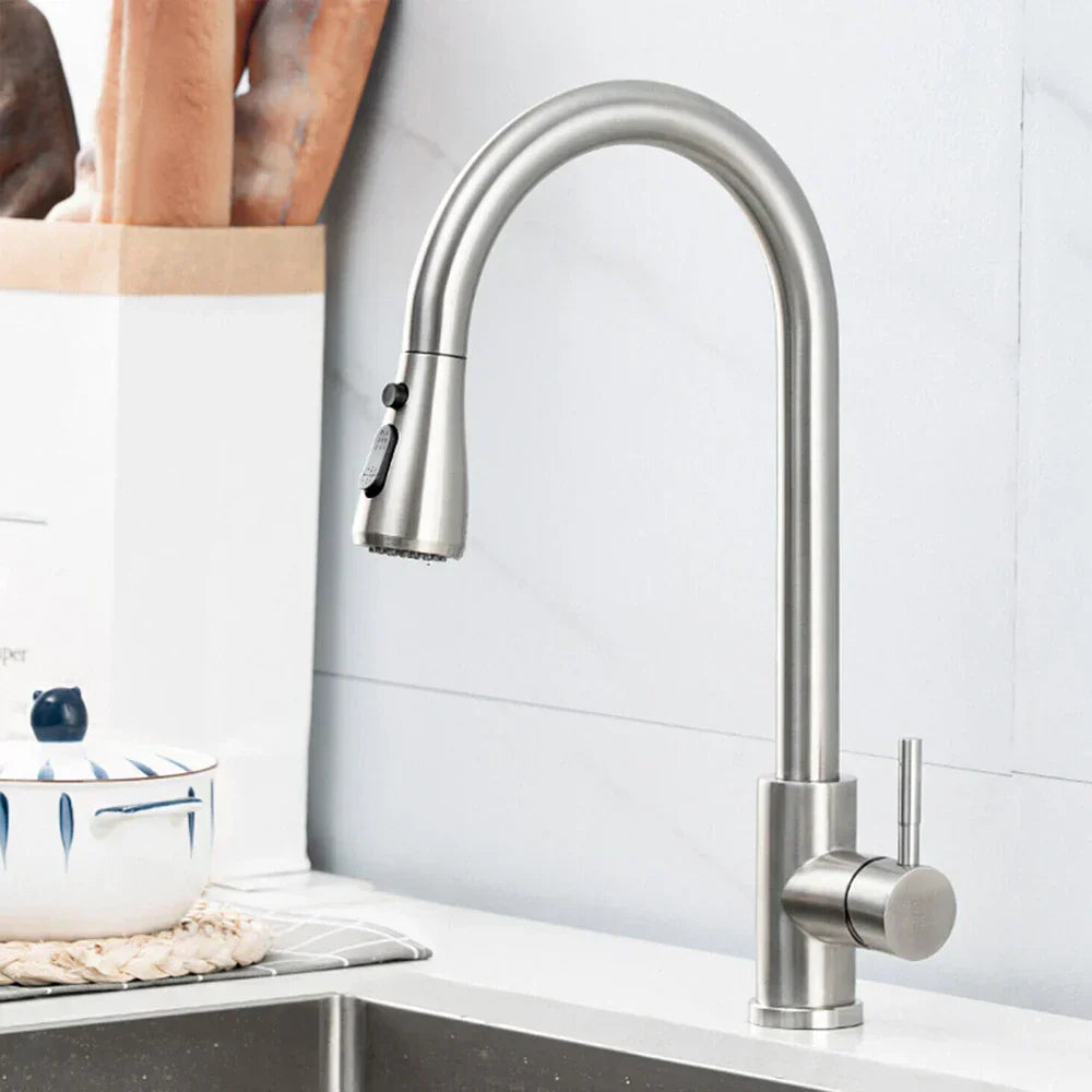 Scanto | Ausziehbarer Wasserhahn für die Küche aus Edelstahl 5