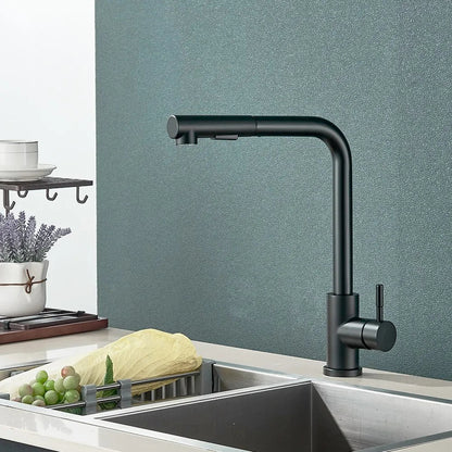 Schwarzer Ausziehbarer Küchenhahn | Edelstahl Wasserhahn 3