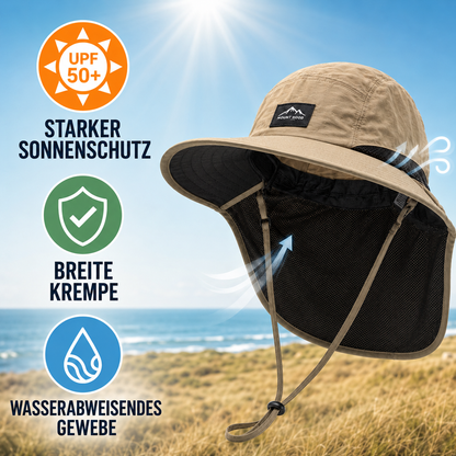 Sonnenhut Damen | Breiter Fischerhut mit Nackenschutz 2
